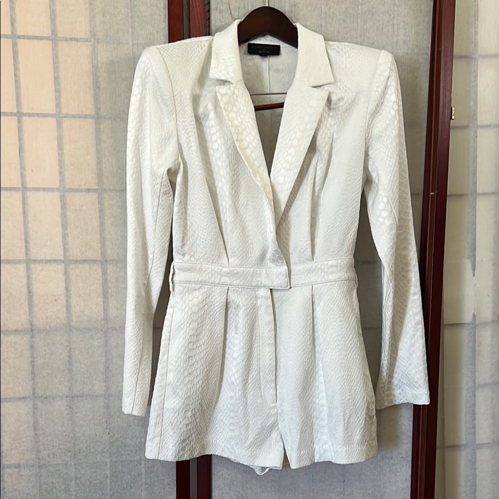 Michael Costello X Revolve Elegant White Textured Women's Jumpsuit size S